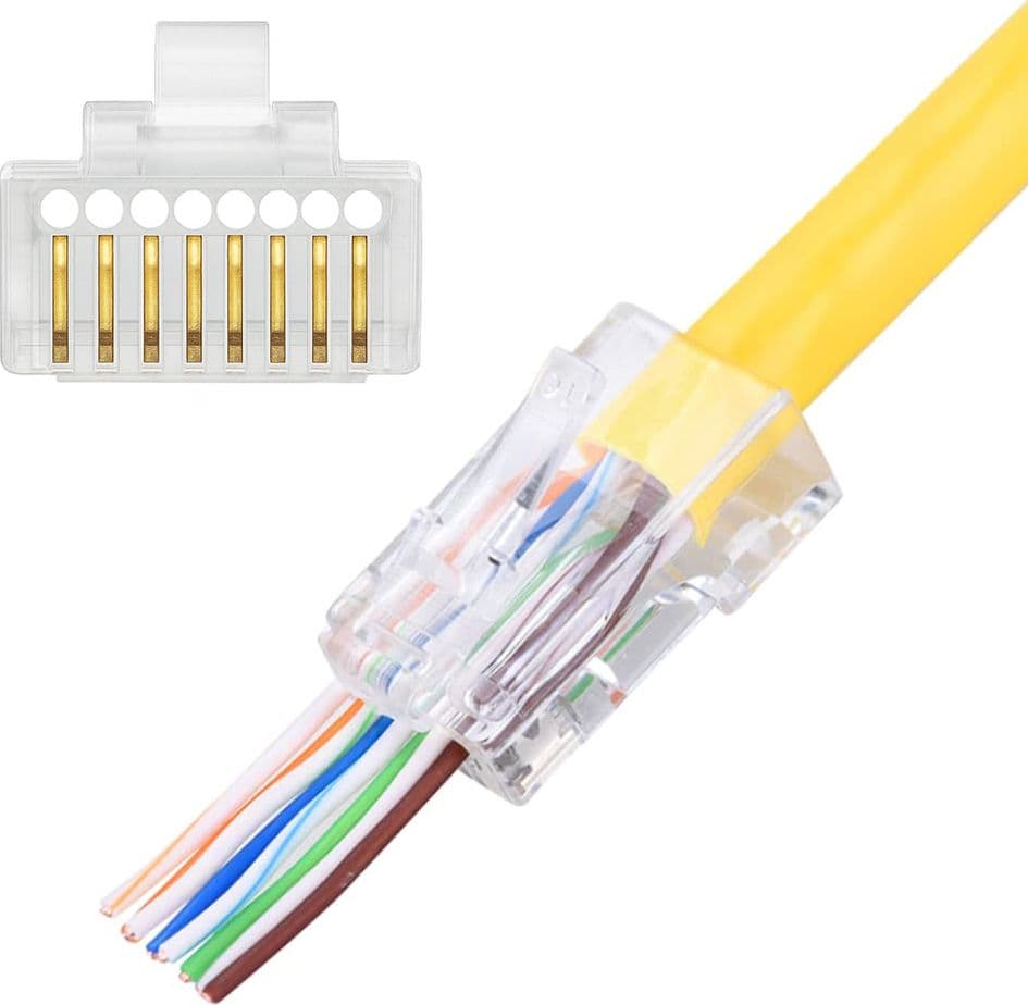 Confezione 100 Plug modulari RJ45 Passanti Cat6 UTP - 8