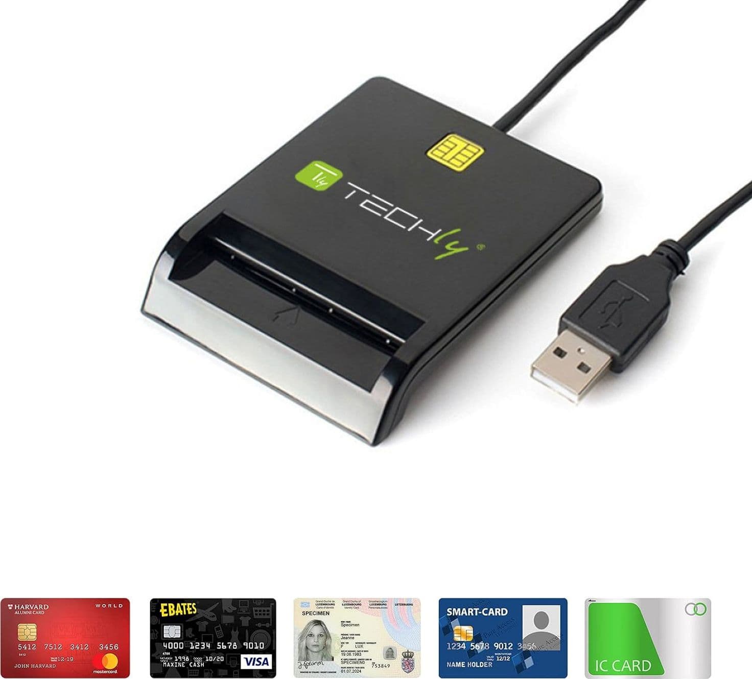 Lettore di Smart Card USB Esterno Nero - 10