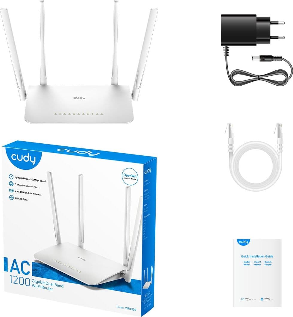 Router WiFi Dual Band AC1200 Gigabit, WR1300 - 9