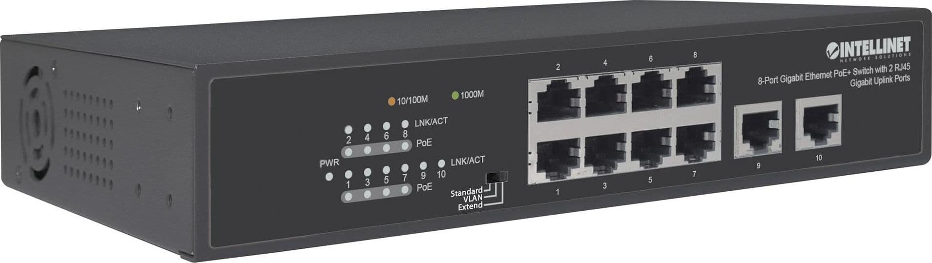 Switch Ethernet Gigabit 8 Porte PoE+ con 2 porte RJ45 Gigabit Uplink - 11