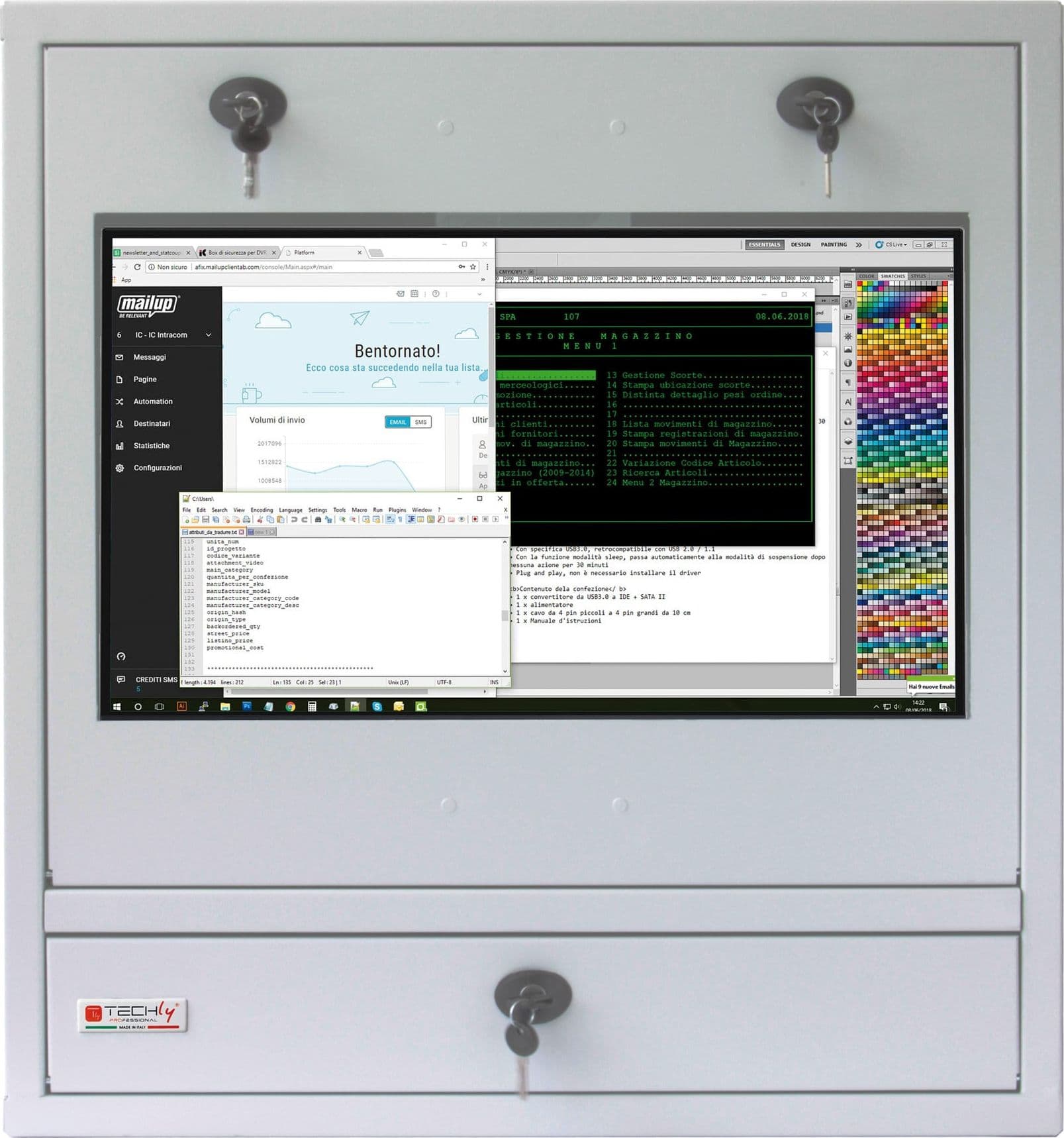 Armadio di sicurezza per PC, monitor touch LCD e tastiera Grigio senza vetro - 11