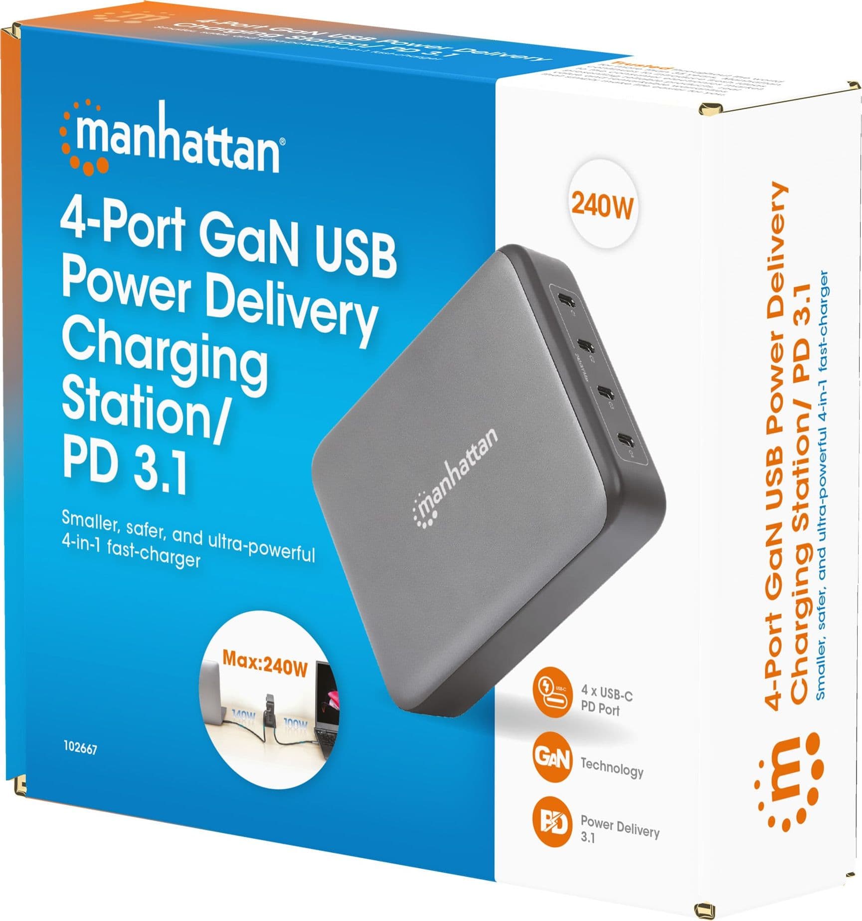 Stazione di Ricarica USB-C&trade Power Delivery 4 Porte GaN 240W / PD3.2 - 25