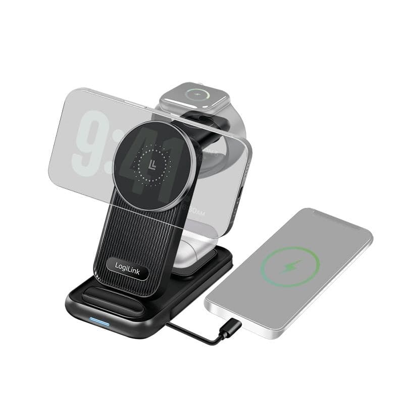 Stazione di Ricarica Wireless USB-C&trade 4 in 1 compatibile con Apple MagSafe 20,5W Nero - 9