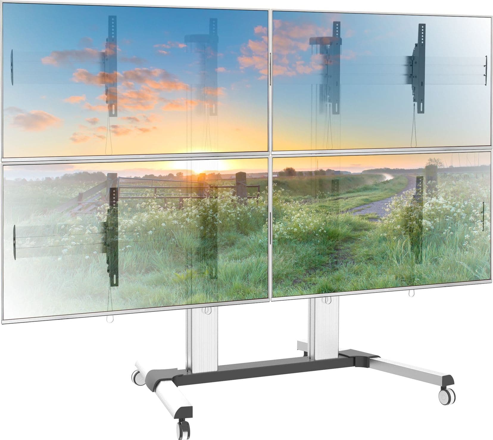 Supporto a Pavimento per 4 TV LCD/LED 32-60'' per Video Wall - 13