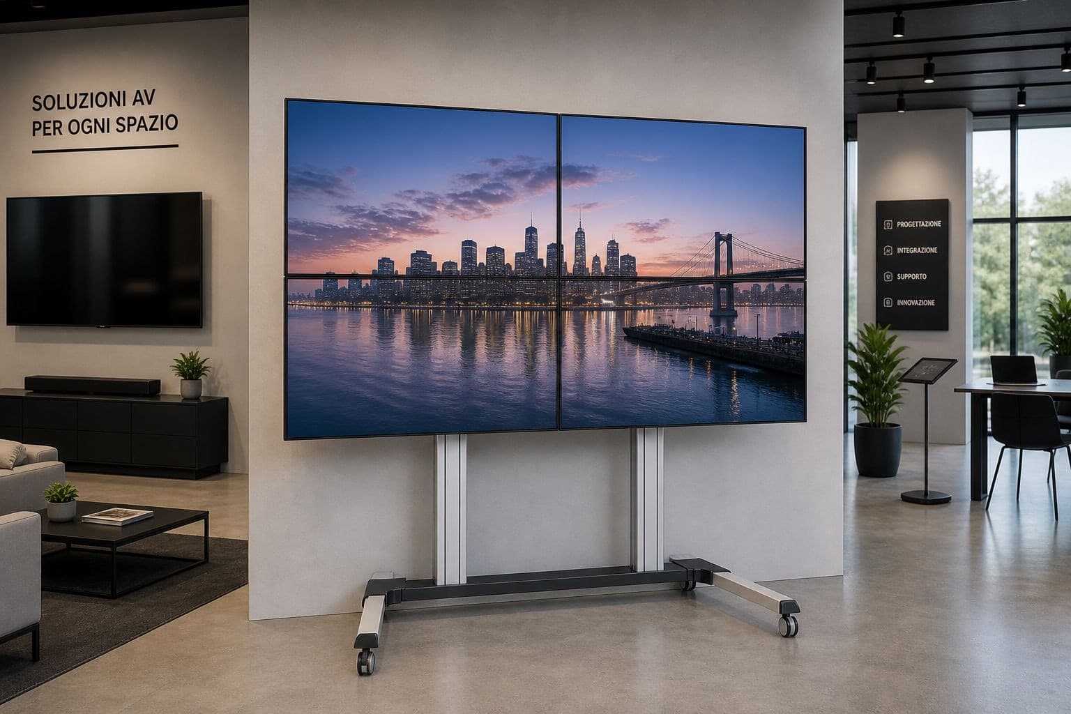 Supporto a Pavimento per 4 TV LCD/LED 32-60'' per Video Wall - 24