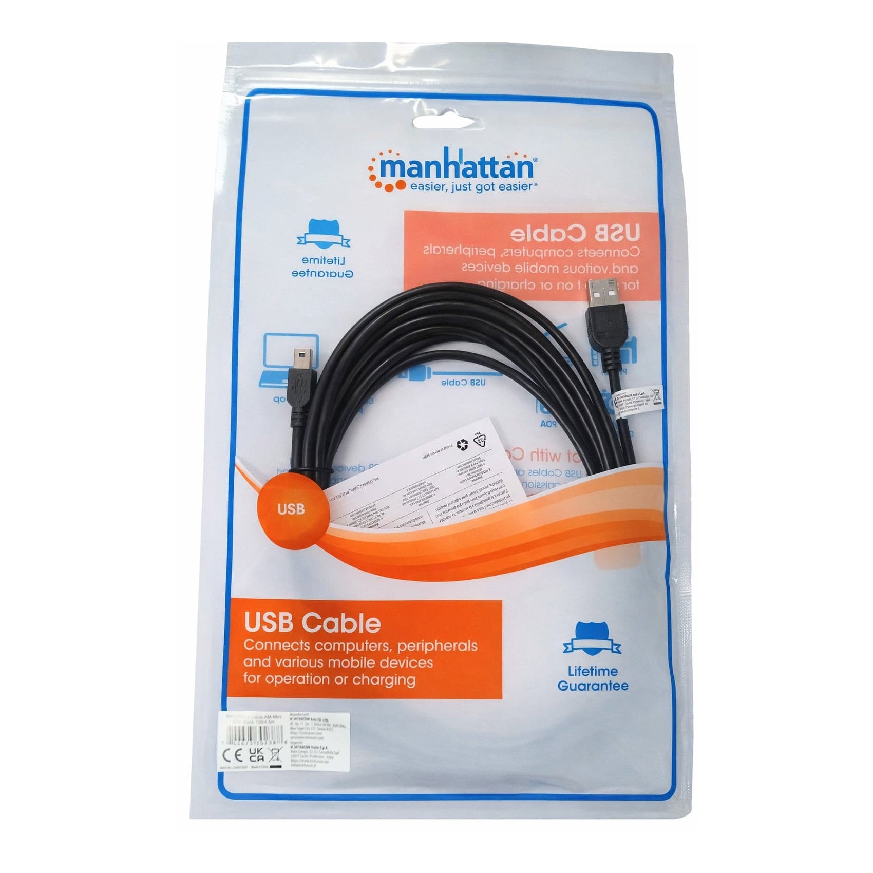 Cavo USB 2.0 A maschio/mini B 5 pin maschio 4,5 m Nero - 27