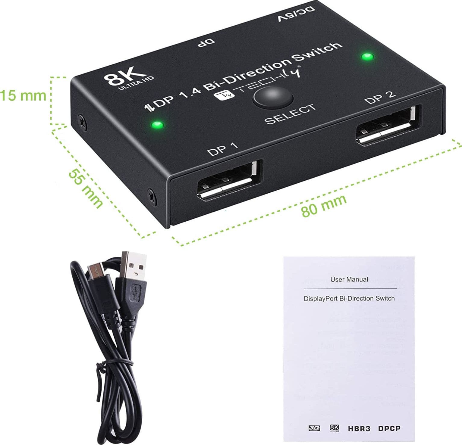 Switch Bidirezionale Convertitore Splitter DisplayPort 8K DP1.4 per Sorgenti Multiple e Display - 17