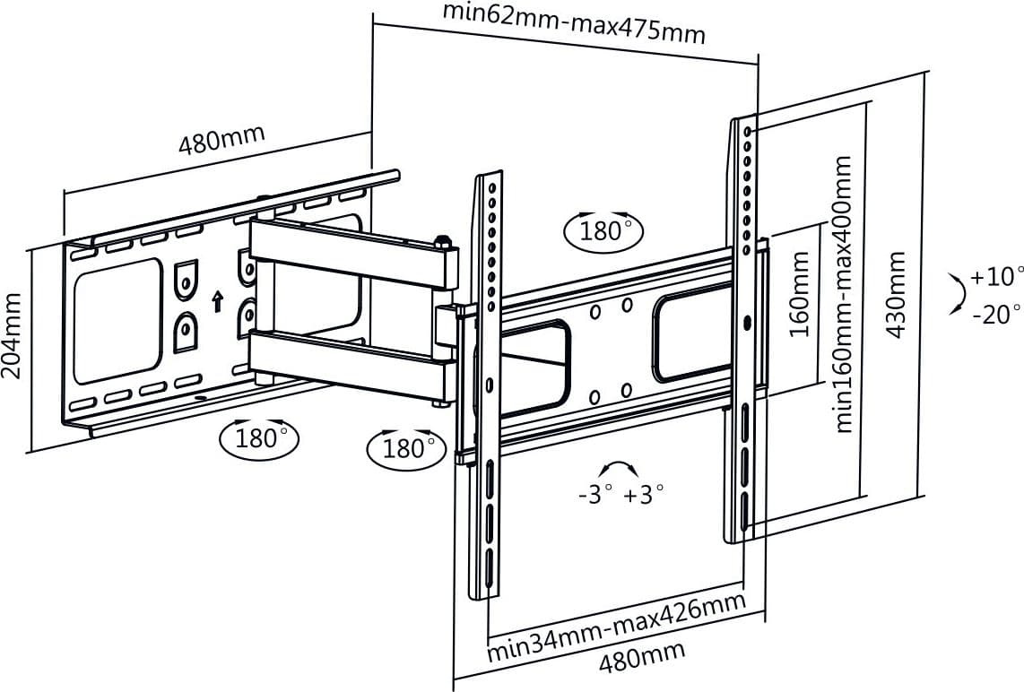 Supporto a Muro Universale Full-Motion per TV 32-55'' - 18