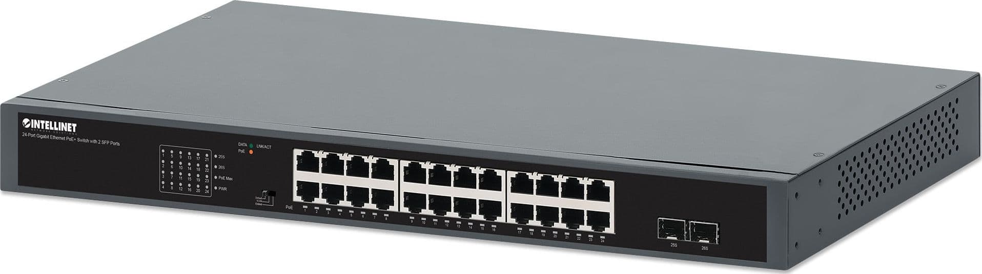 Gigabit Ethernet Switch 24-Porte PoE+ con 2 porte SFP - 12