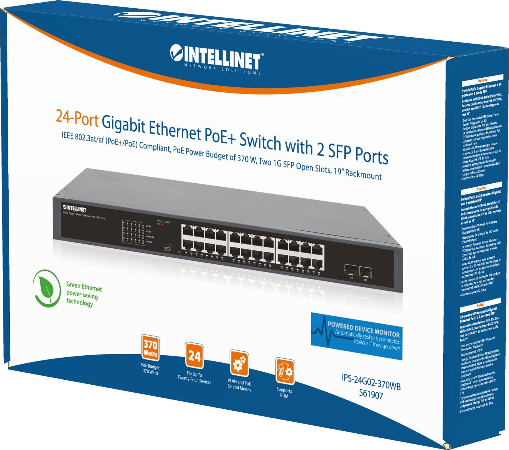Gigabit Ethernet Switch 24-Porte PoE+ con 2 porte SFP - 18