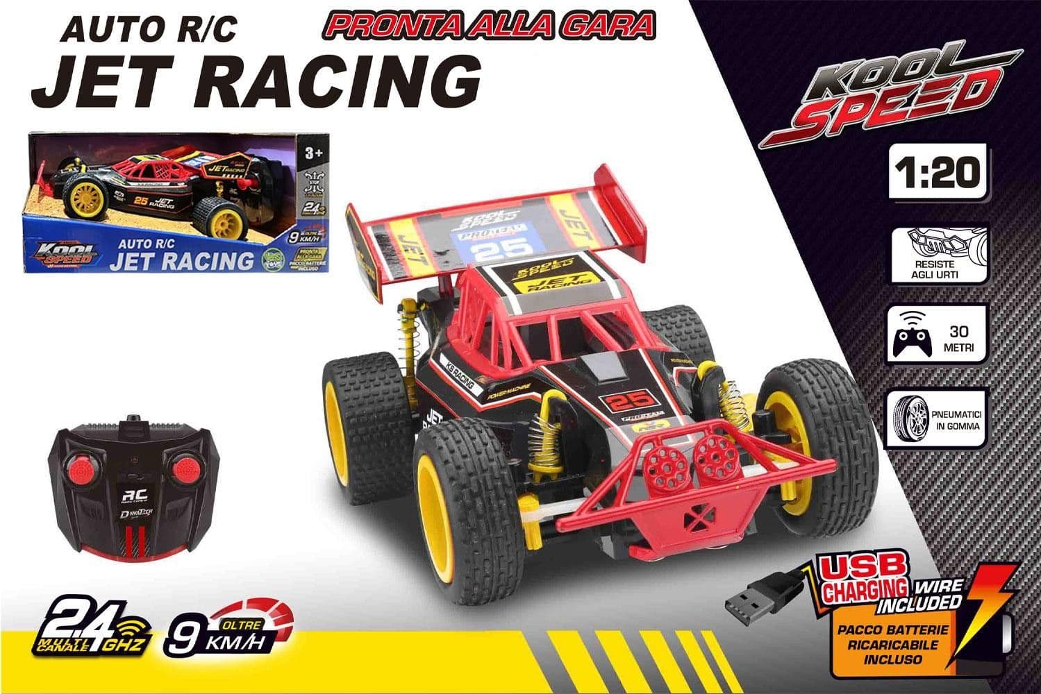 Auto R/C Buggy Jet Racing con Pack 26cm - 2