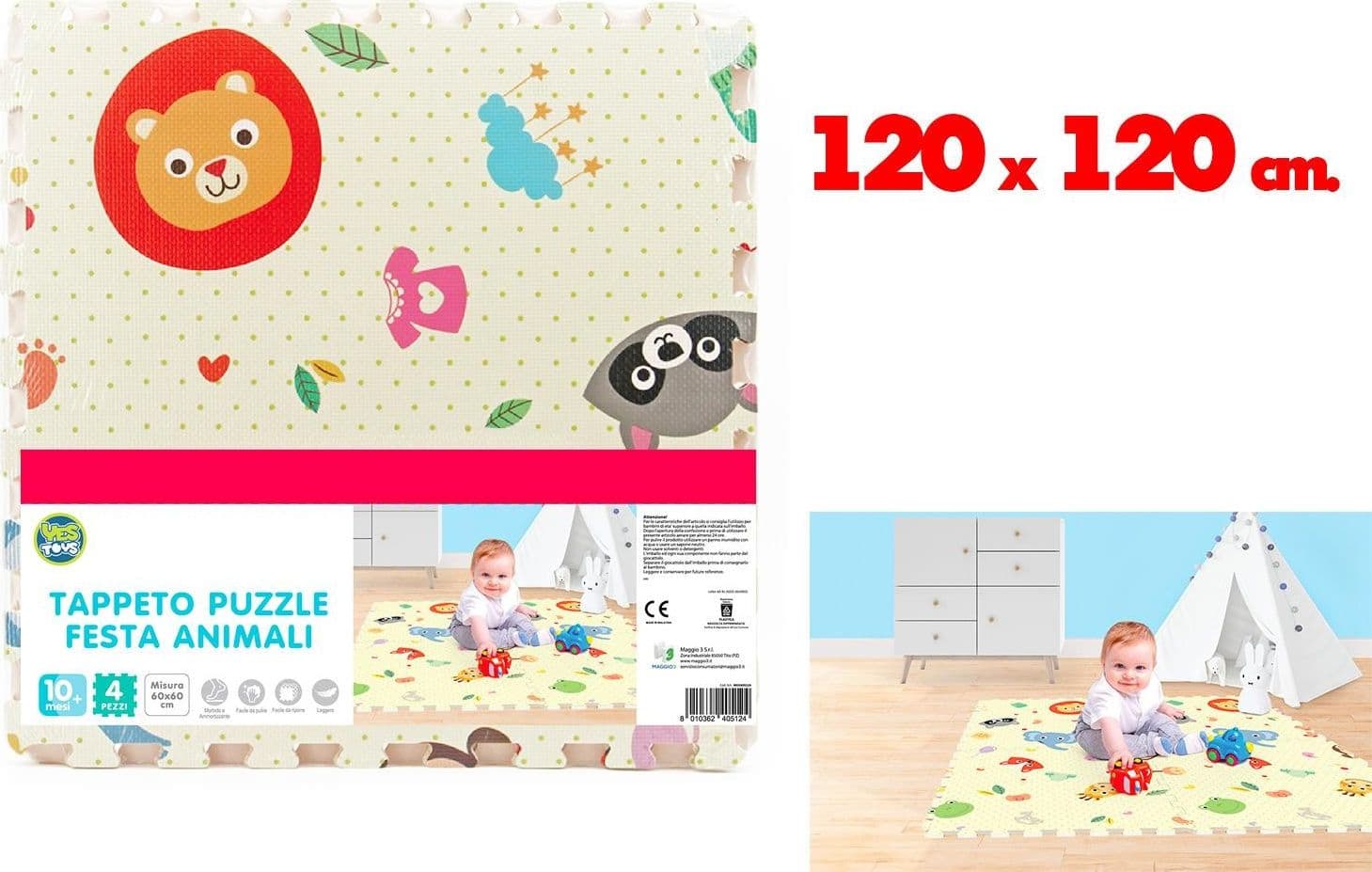 Tappeto Puzzle Festa Animali 120x120 - 2