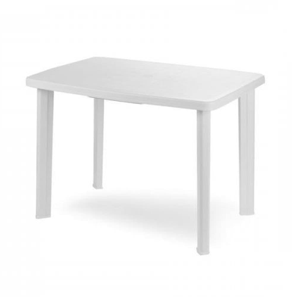 TAVOLO DA GIARDINO RETTANGOLARE BIANCO ARREDO ESTERNO RESISTENTE 101X68XH72CM 012138 - 5