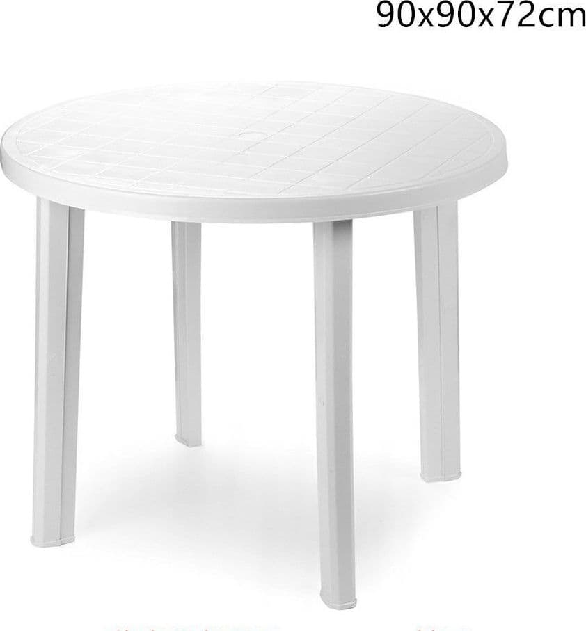 TAVOLO DA GIARDINO BIANCO ROTONDO IN PLASTICA 90X72CM RESISTENTE ARREDO ESTERNO 008942 - 8