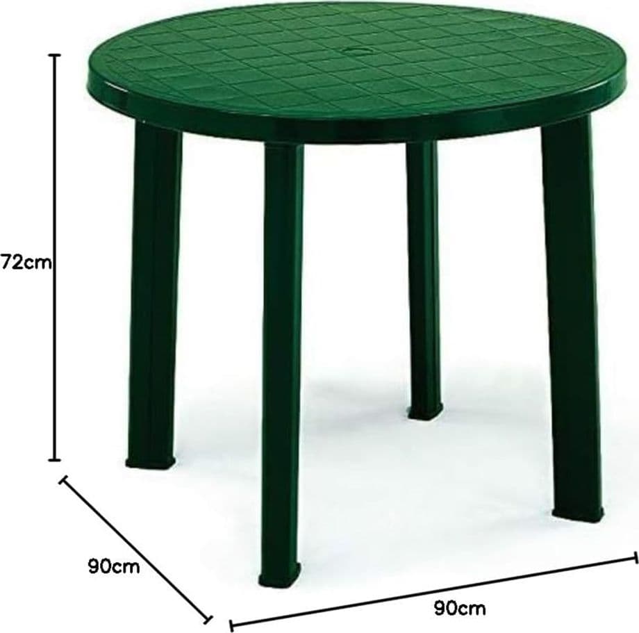 TAVOLO DA GIARDINO ROTONDO VERDE IN PLASTICA Ø 90 CM RESISTENTE ARREDO ESTERNO 019733 - 2