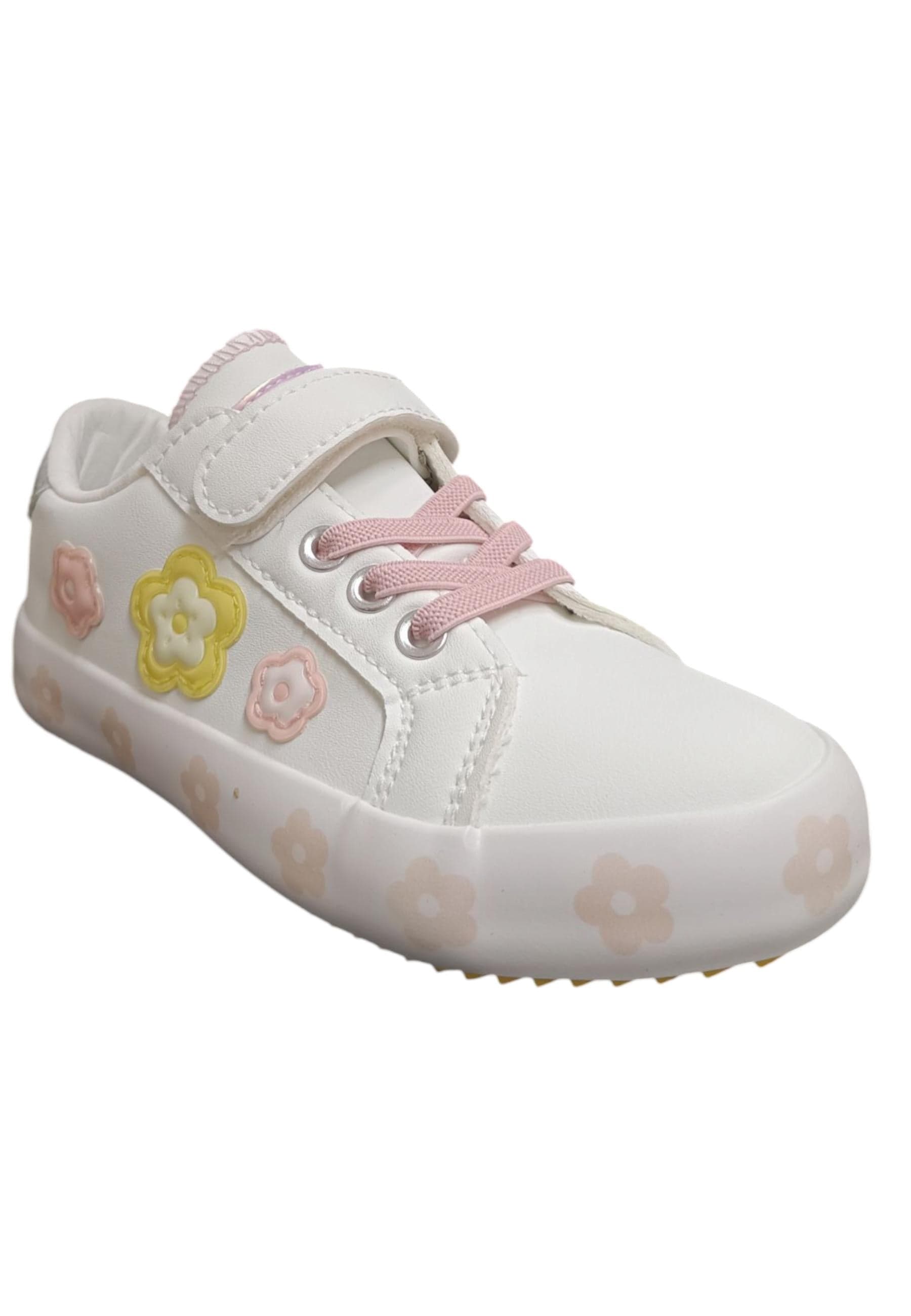 Scarpe sneakers Bambine e ragazze Conquitos COSH  bianco-rosa-giallo laccio elastico e velcro in Ballerine Scarpetteria Gica - Trani, commercioVirtuoso.it
