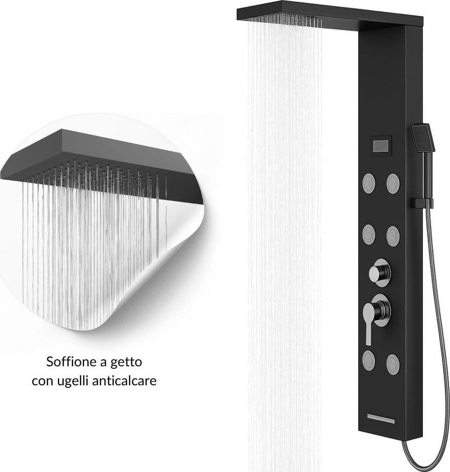 Colonna Doccia York Acciaio 4 Funzioni Display Controllo Temperatura 2 Finiture - 21