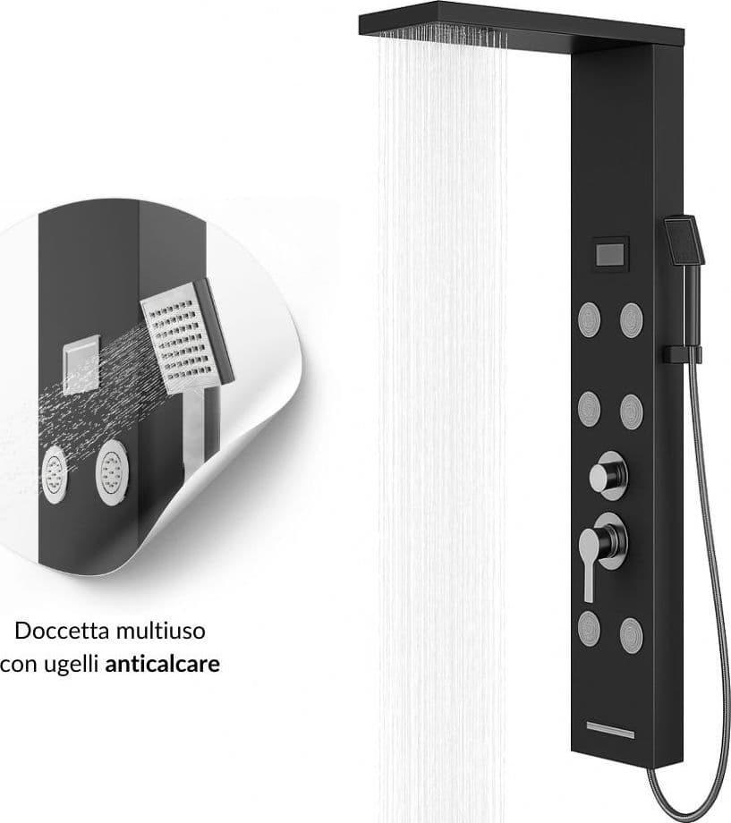 Colonna Doccia York Acciaio 4 Funzioni Display Controllo Temperatura 2 Finiture - 22