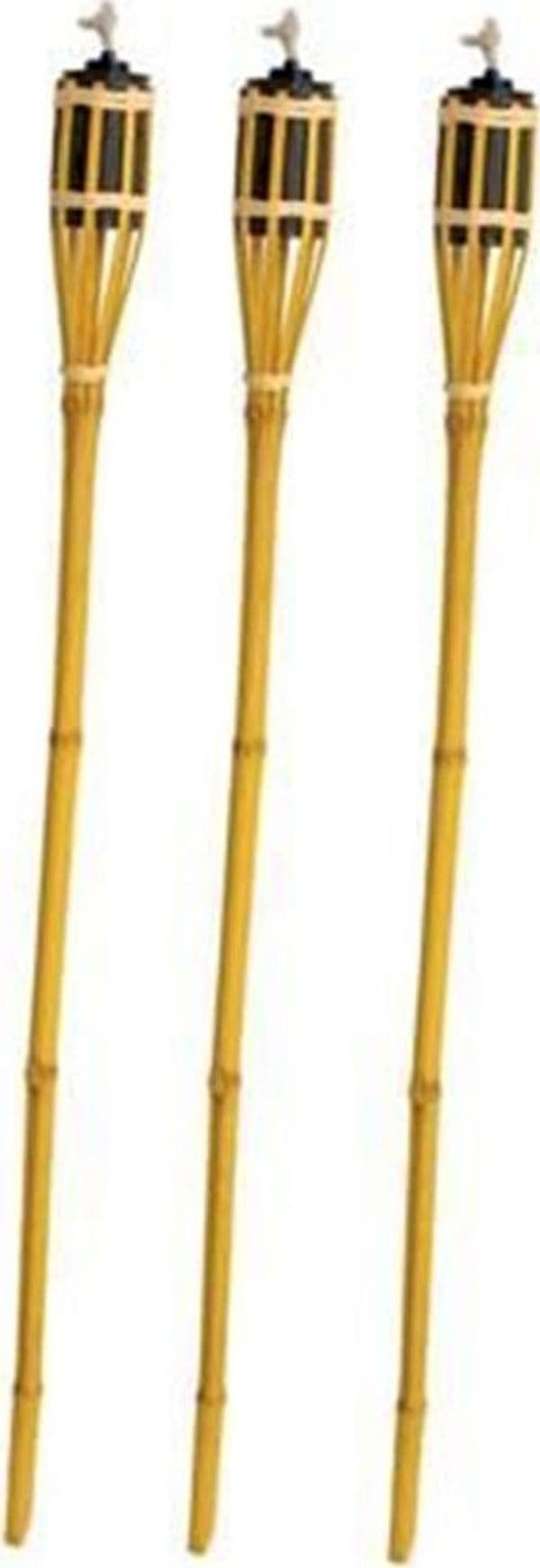 SET 12PZ TORCIA IN BAMBÙ NATURALE 150CM DA GIARDINO PER ESTERNI CON STOPPINO 020097 02335 - 8