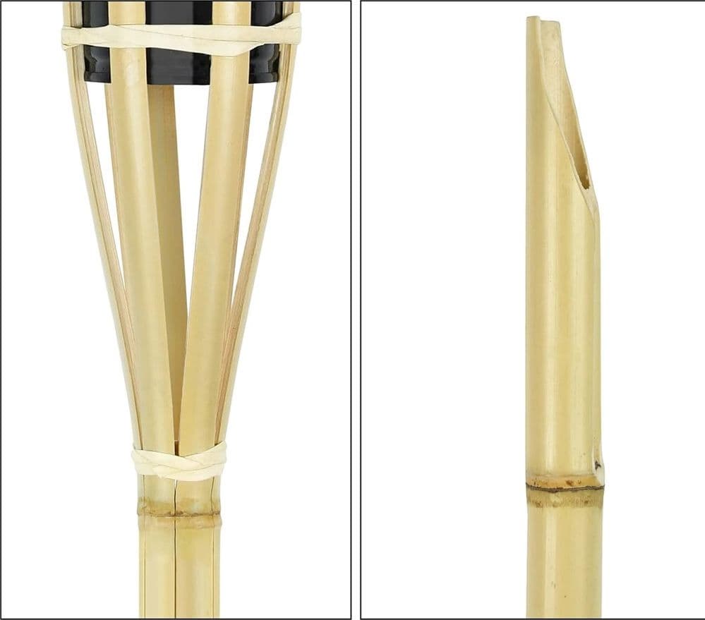 SET 6 PZ TORCIA IN BAMBÙ NATURALE 60 CM DA GIARDINO PER ESTERNI CON STOPPINO 011842 - 8