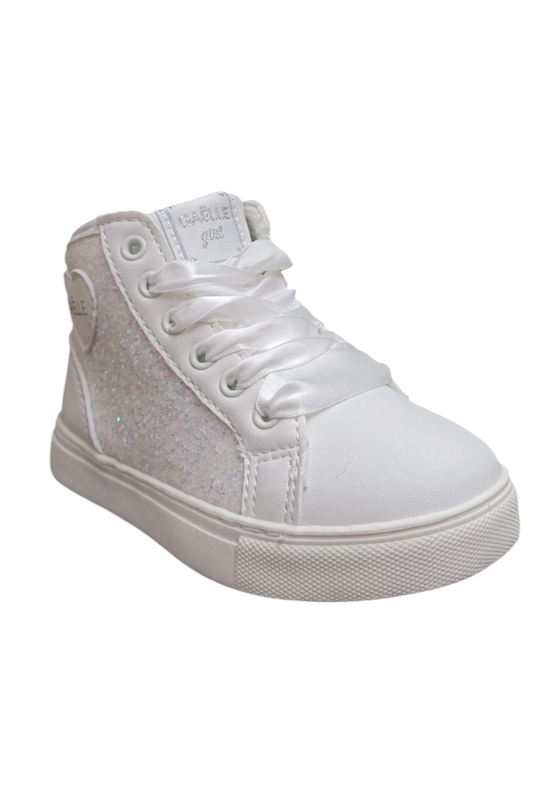 Scarpe sneakers Bambine gaelle glitter  bianco-glitter bianco laccio e zip laterale in Sneaker casual Scarpetteria Gica - Trani, commercioVirtuoso.it