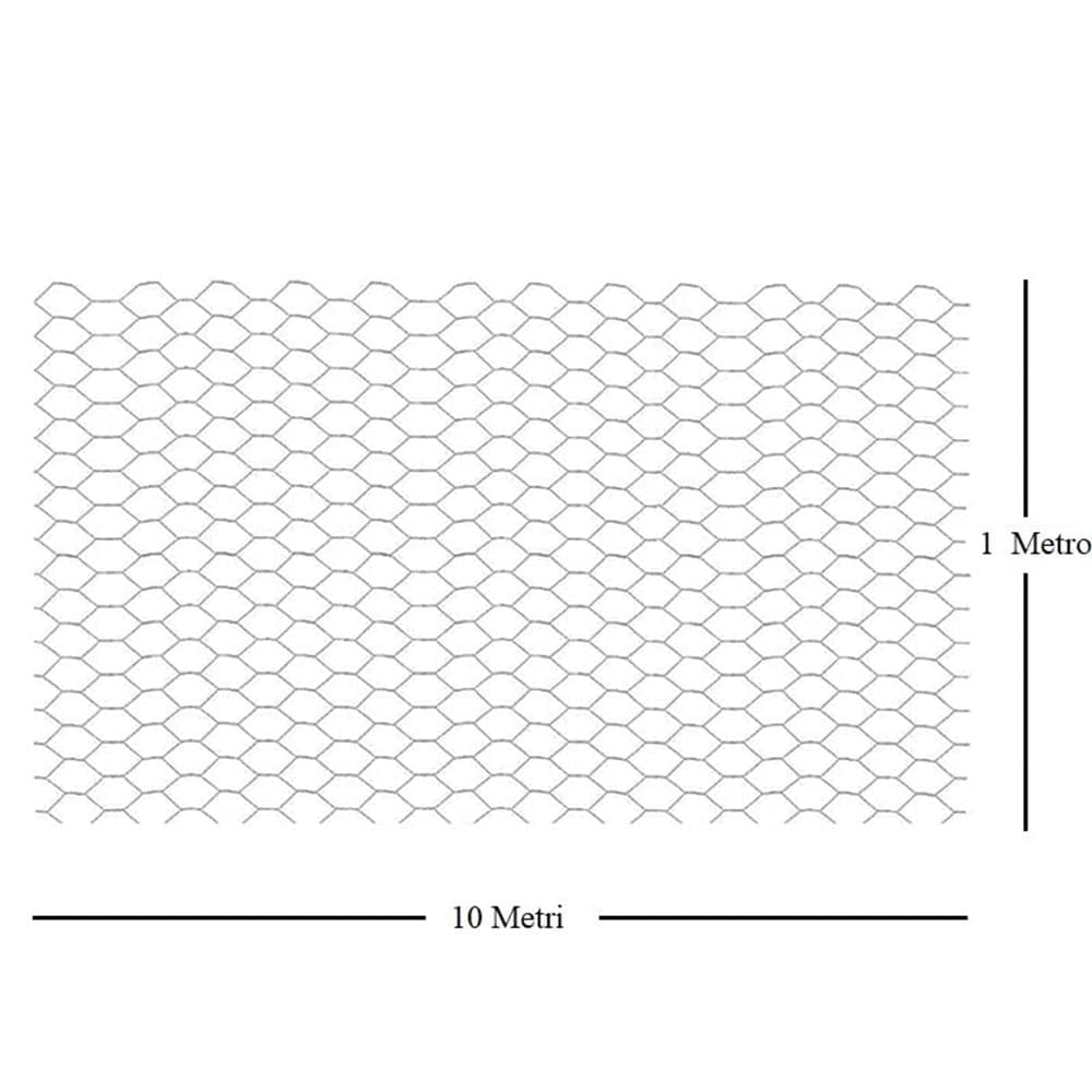RETE METALLICA ZINCATA A MAGLIA ESAGONALE 16MM 1X10MT RECINZIONE PROTEZIONE GRN61 04318 - 8