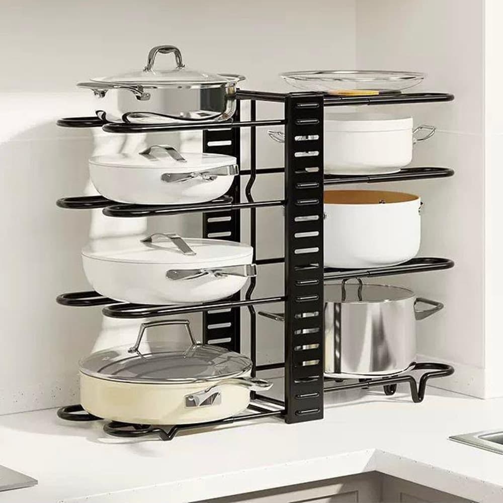 ORGANIZZATORE ESTENSIBILE REGOLABILE PER PENTOLE PADELLE A 8 LIVELLI ORGANIZER CUCINA - 7