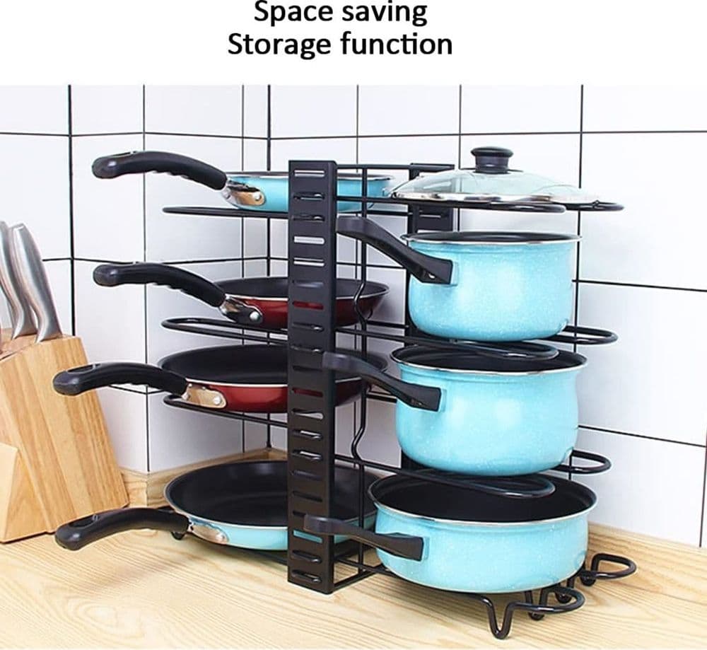 ORGANIZZATORE ESTENSIBILE REGOLABILE PER PENTOLE PADELLE A 8 LIVELLI ORGANIZER CUCINA - 7
