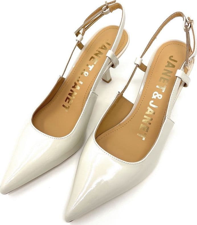 Janet & Janet slingback in pelle verniciata beige J100 BEIGE 99 - 4
