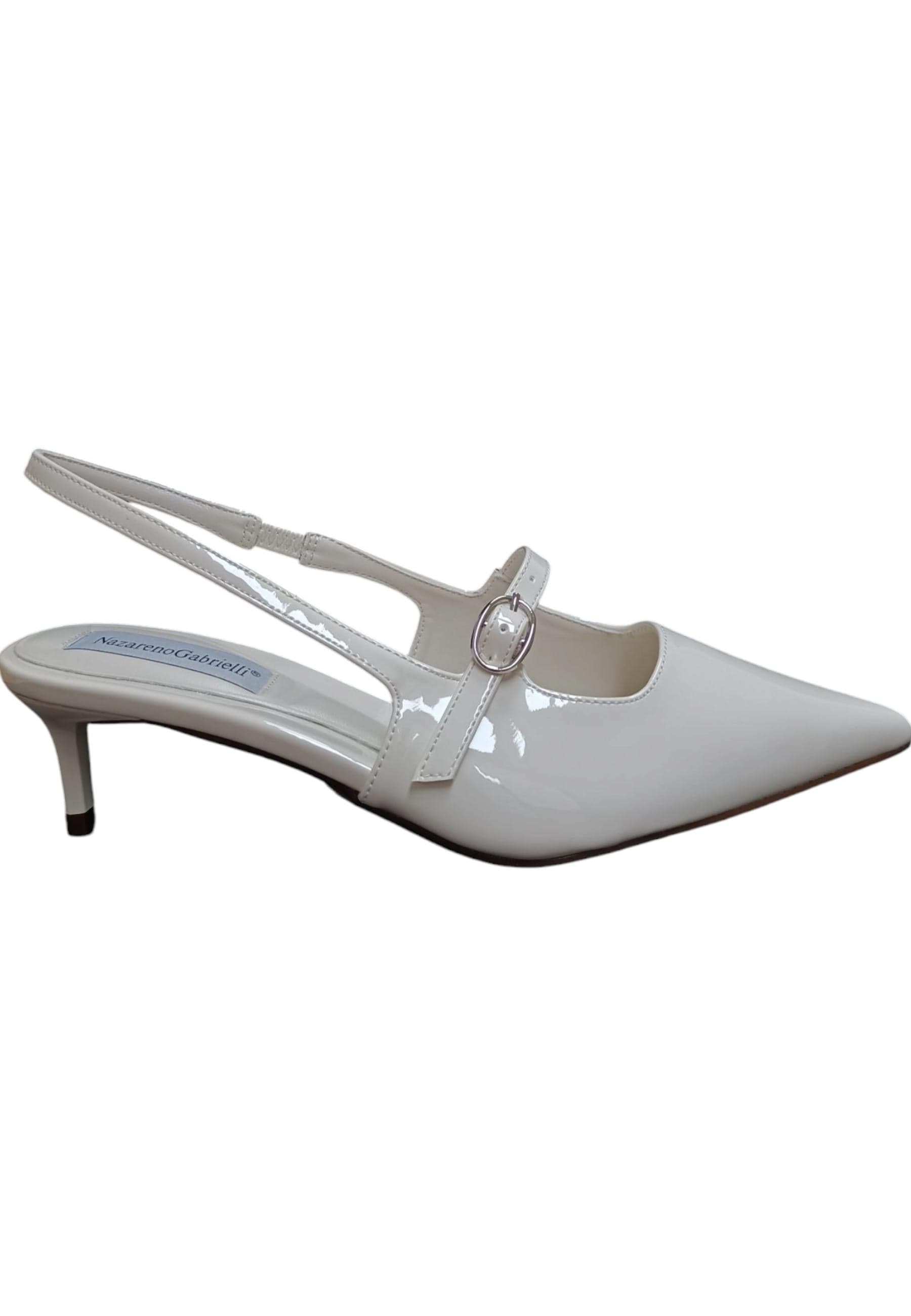 Décolleté donna Nazareno Gabrieli bianco vernice - Eleganza luminosa con elastico in Ballerine Scarpetteria Gica - Trani, commercioVirtuoso.it