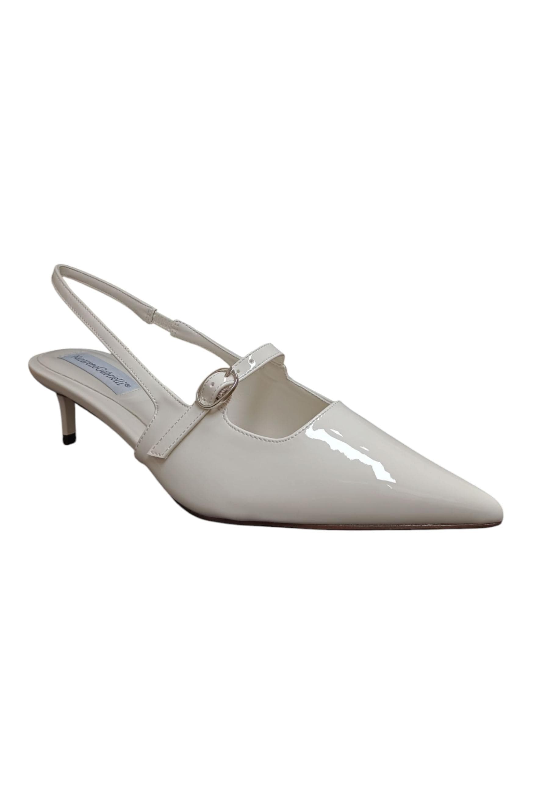 Décolleté donna Nazareno Gabrieli bianco vernice - Eleganza luminosa con elastico in Ballerine Scarpetteria Gica - Trani, commercioVirtuoso.it