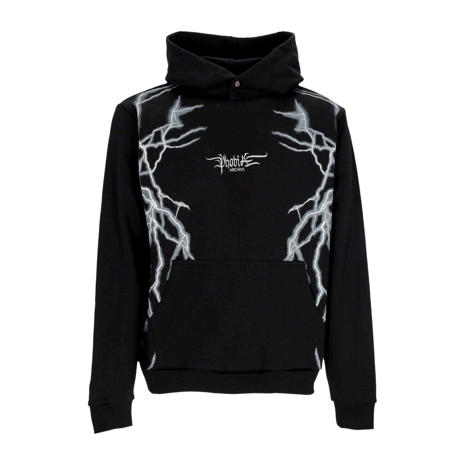 PHOBIA Felpa Leggera Cappuccio Uomo Lateral Lightning Print Hoodie Black/white - 5