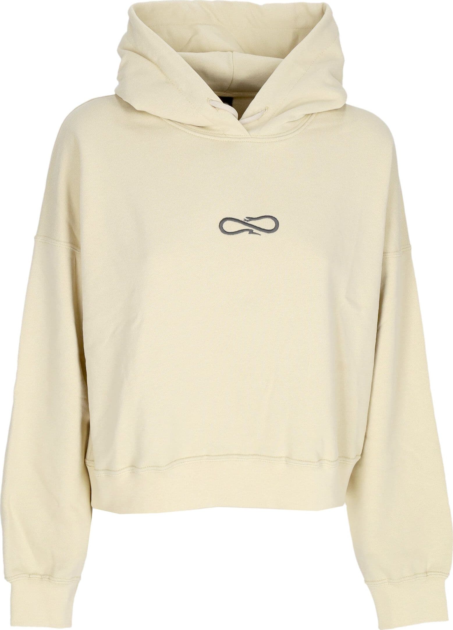 PROPAGANDA Felpa Leggera Cappuccio Corta Donna W Logo Embroidery Crop Top Hoodie Gravel
