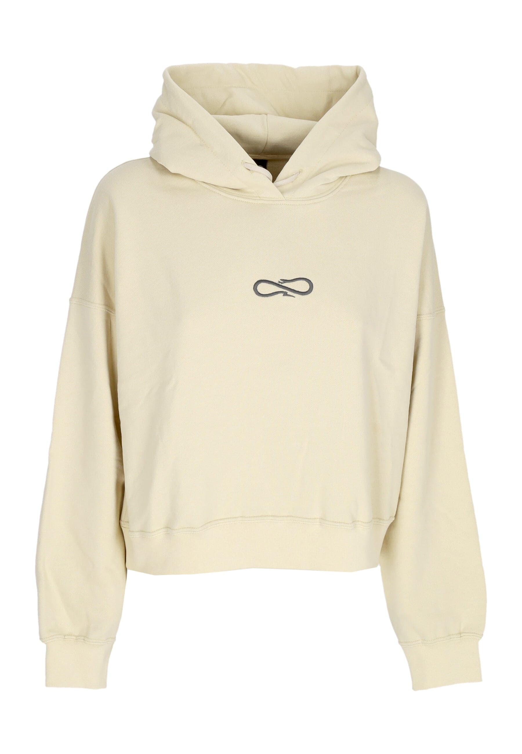 PROPAGANDA Felpa Leggera Cappuccio Corta Donna W Logo Embroidery Crop Top Hoodie Gravel - 4