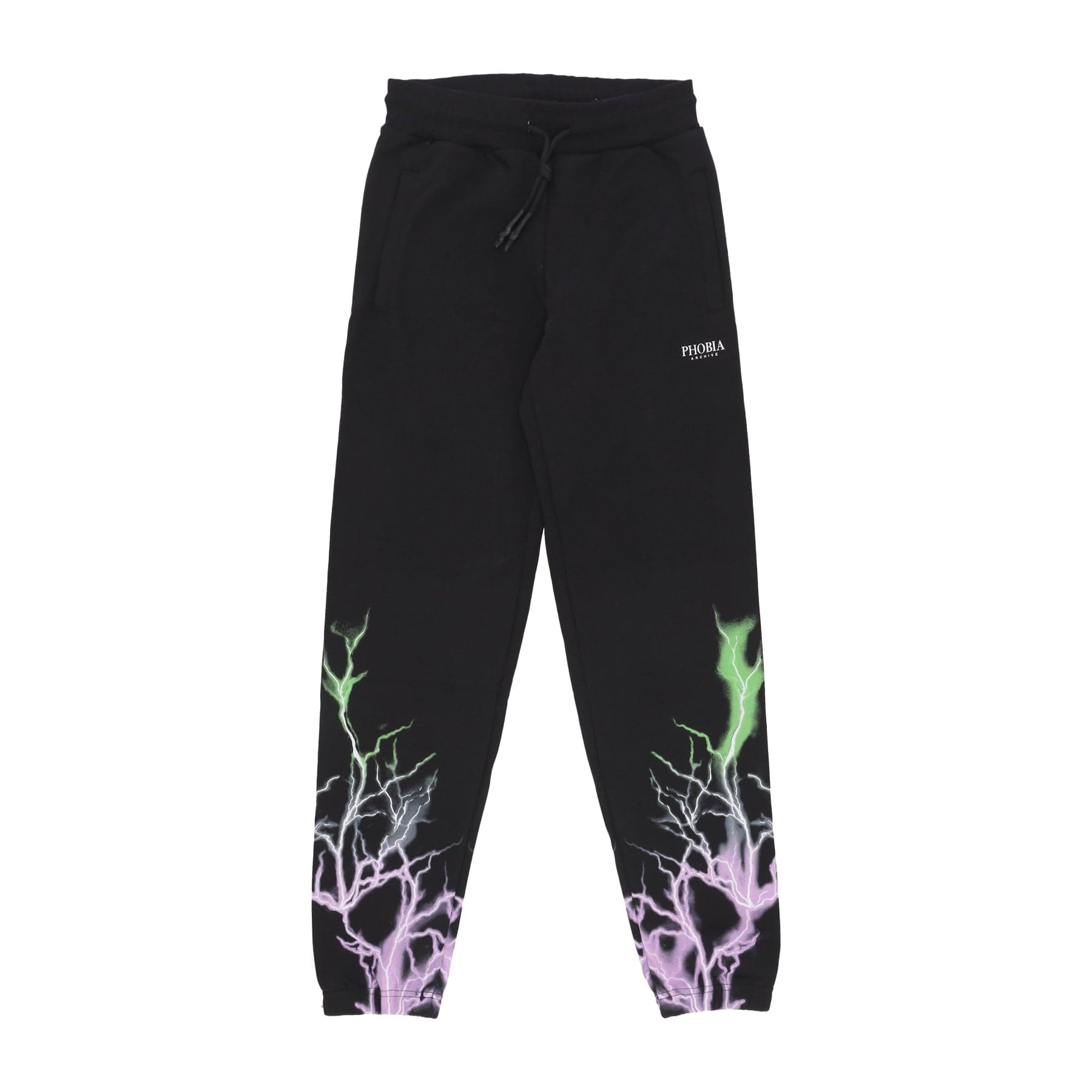 PHOBIA Pantalone Tuta Leggero Uomo Bicolor Lightning Print Pants Black - 3
