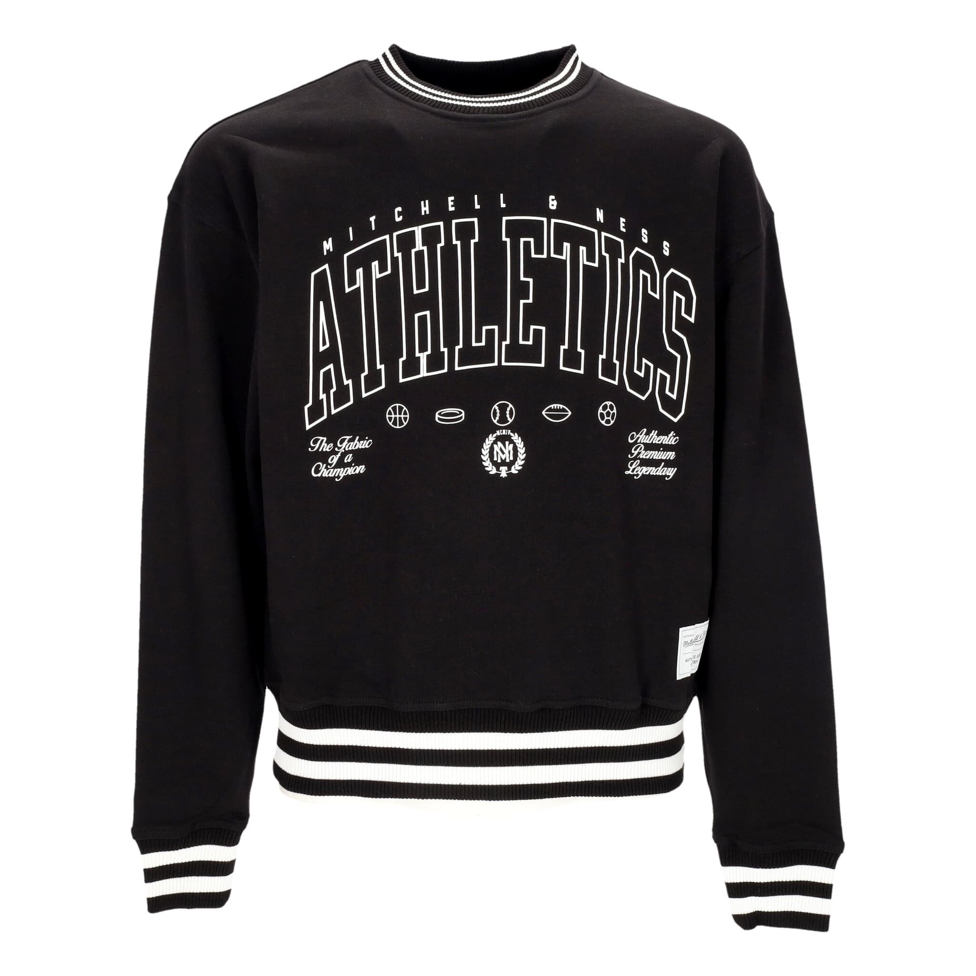 MITCHELL &amp; NESS Felpa Leggera Girocollo Uomo Classics Heavyweight Crewneck Black - 3