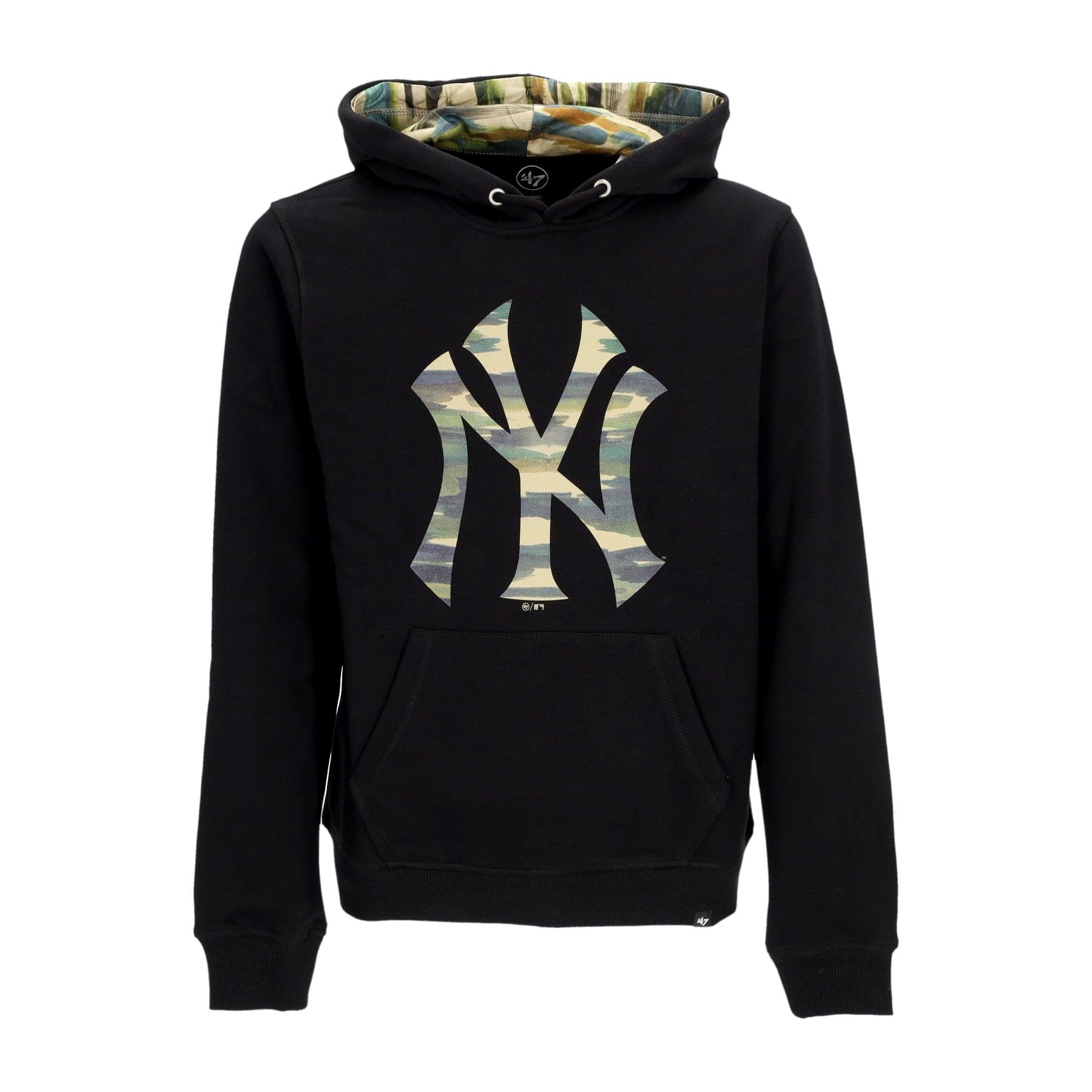 47 BRAND Felpa Cappuccio Uomo Mlb Fisherman Pop Burnside Hoodie Neyyan Jet Black/camo - 3