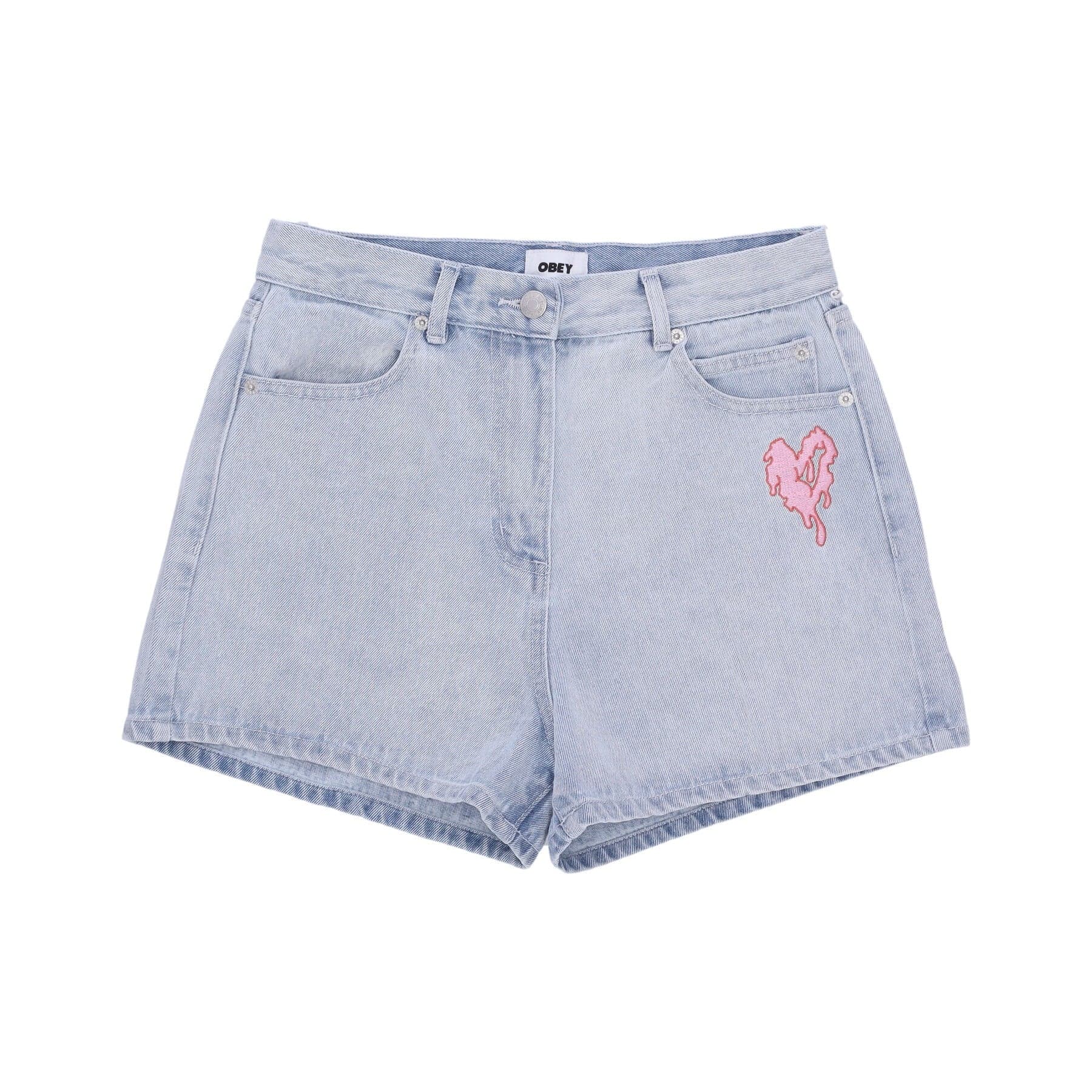 OBEY Jeans Corto Donna Julia Denim Short Bleached Indigo - 3