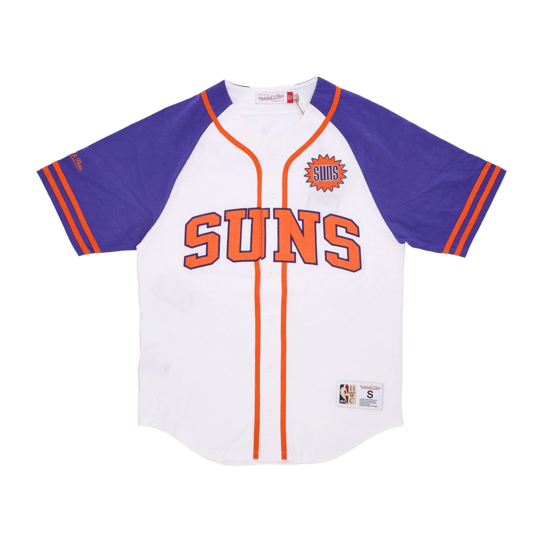 MITCHELL &amp; NESS Casacca Bottoni Uomo Nba Practice Day Button Front Jersey Hardwood Classics Phosun White - 4