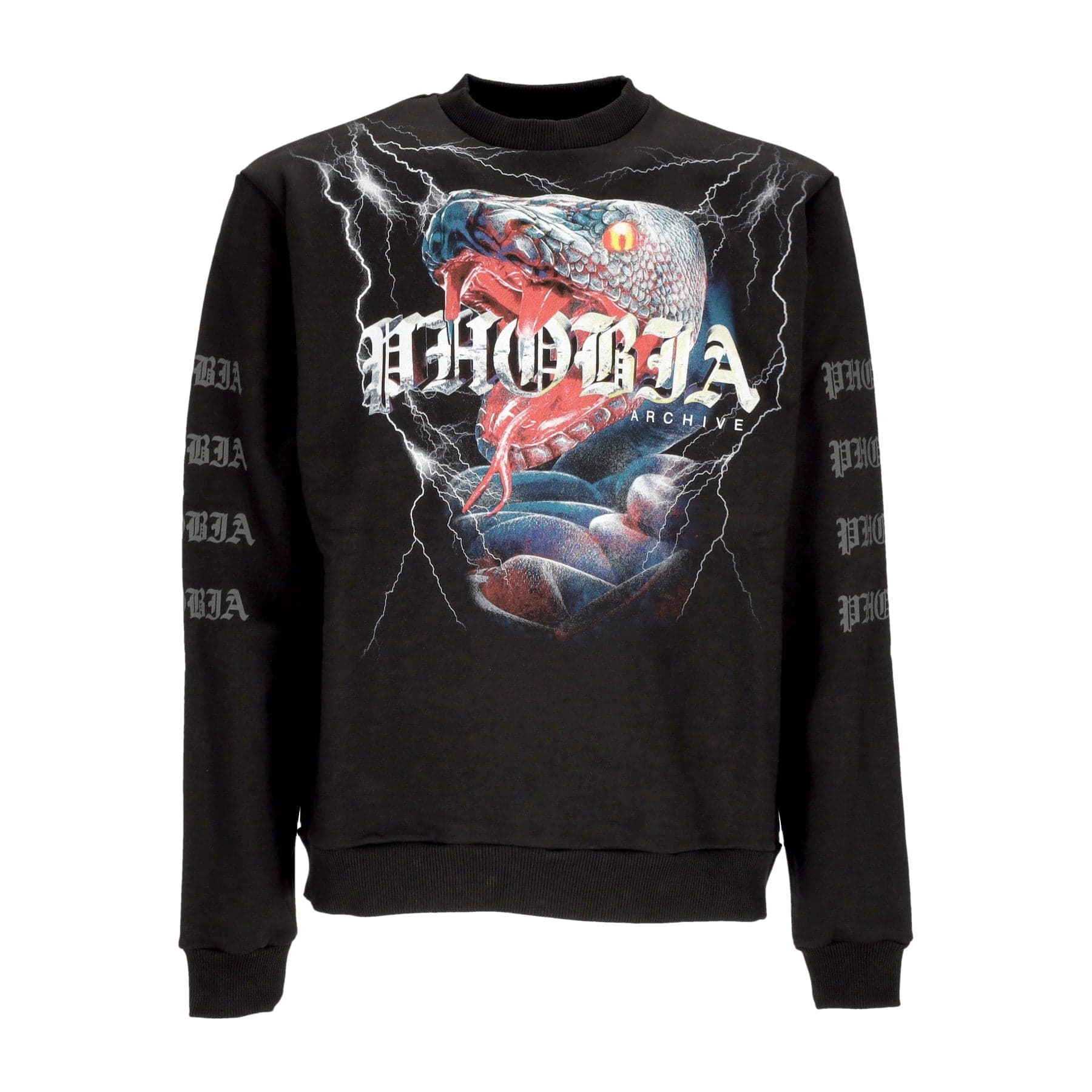 PHOBIA Felpa Leggera Girocollo Uomo Snake Crewneck Black - 4