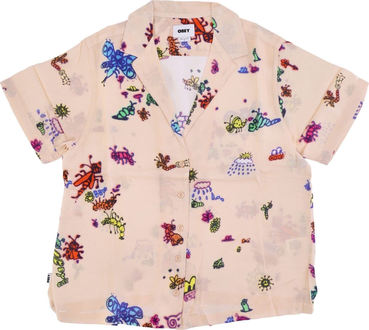 OBEY Camicia Manica Corta Donna Doodle Relaxed Shirt Shortbread