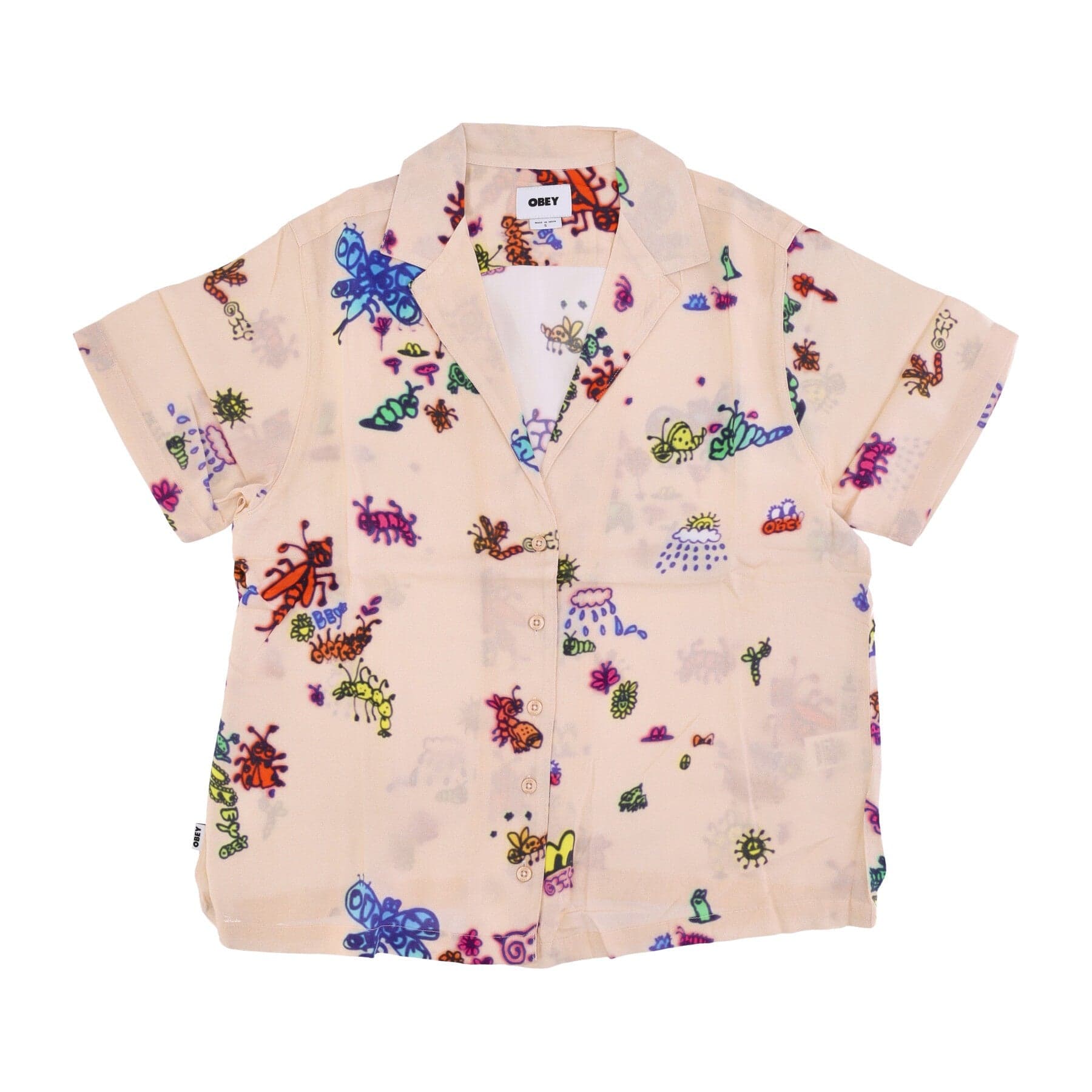 OBEY Camicia Manica Corta Donna Doodle Relaxed Shirt Shortbread - 4
