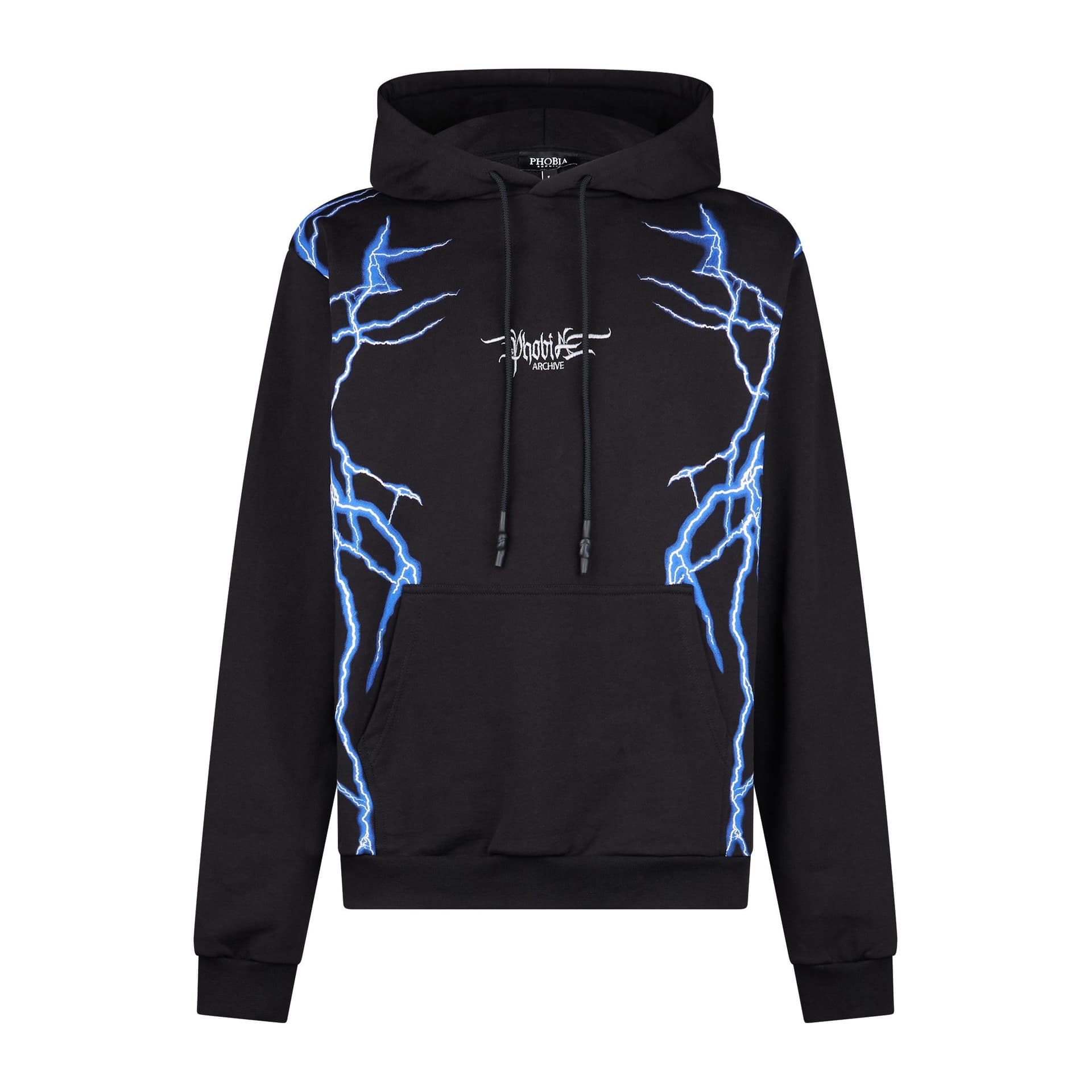 PHOBIA Felpa Leggera Cappuccio Uomo New Lightning Hoodie Black/blue - 3