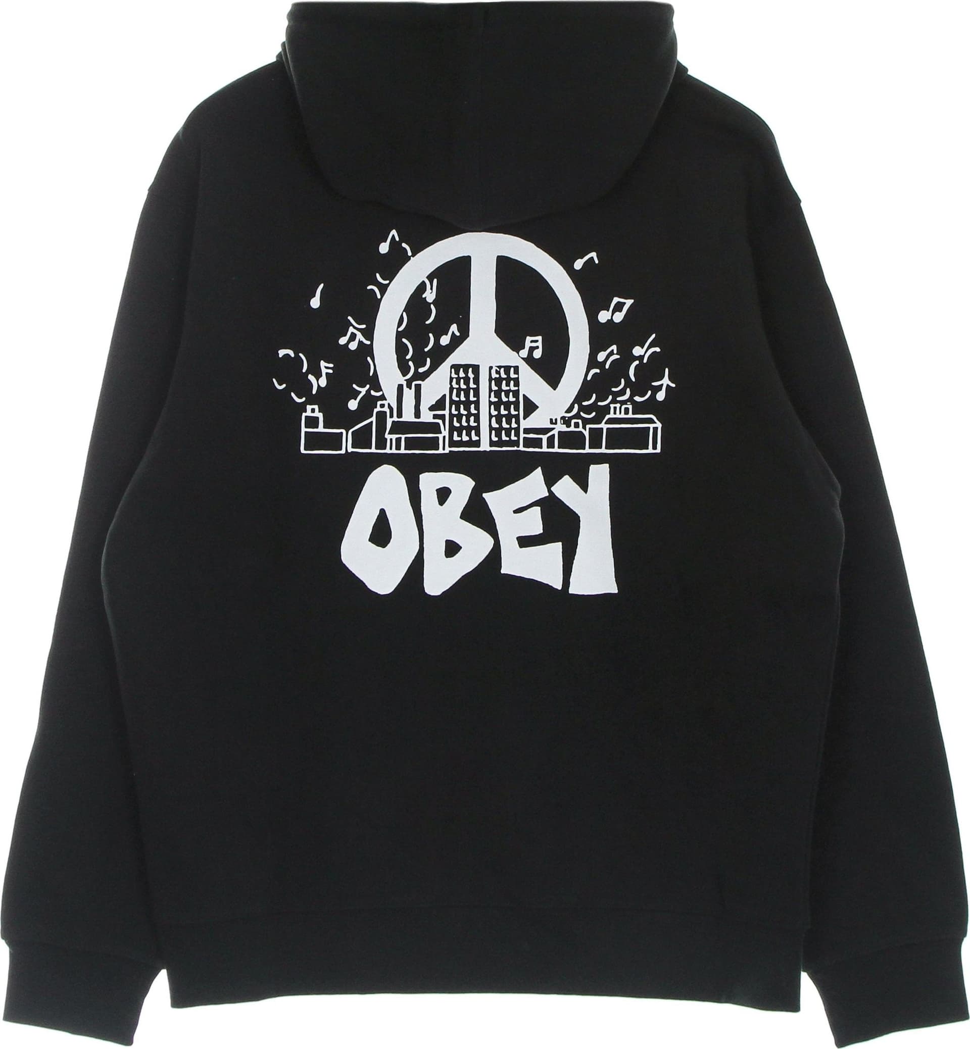 OBEY Felpa Leggera Cappuccio Uomo City Block Premium French Terry Hood Black