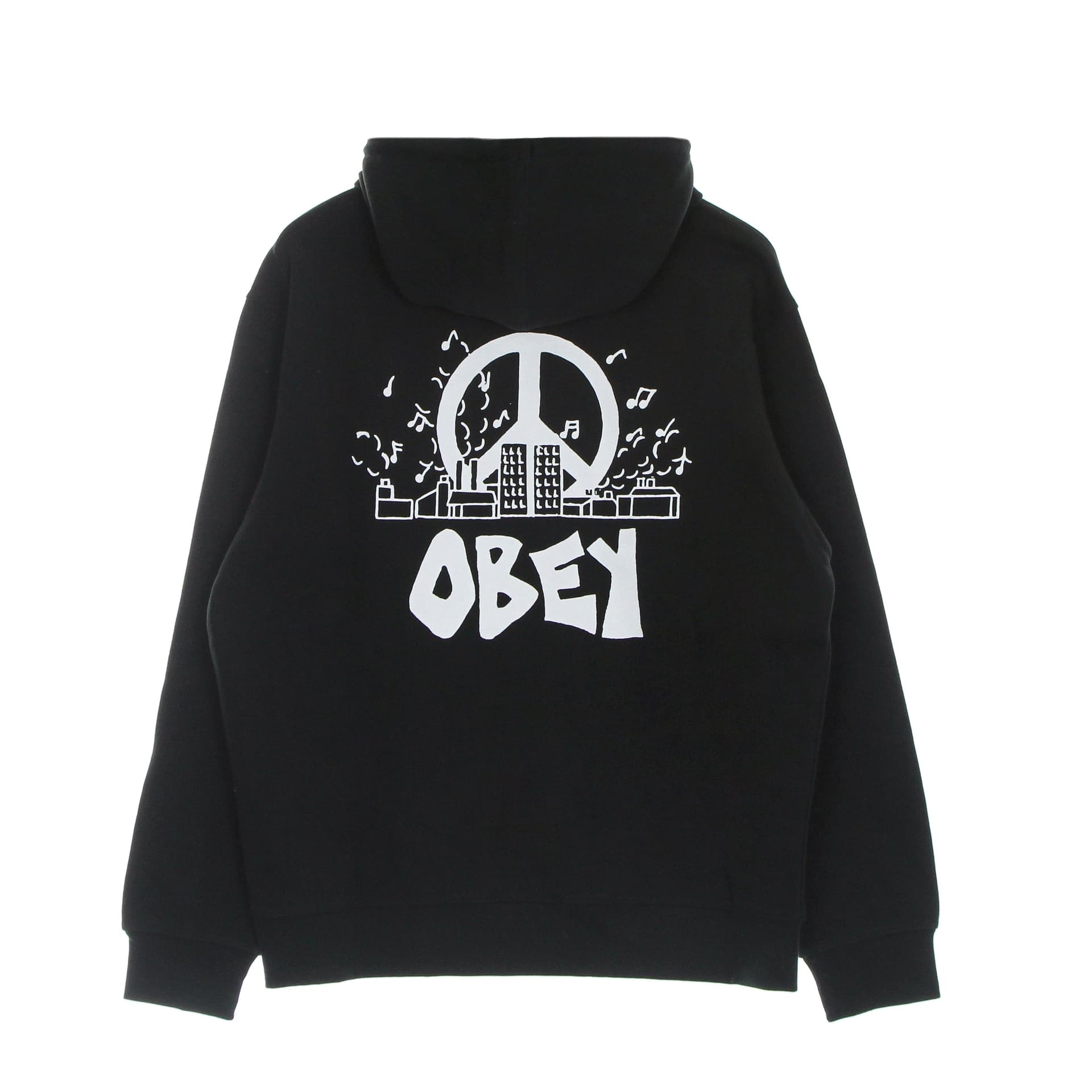 OBEY Felpa Leggera Cappuccio Uomo City Block Premium French Terry Hood Black - 4