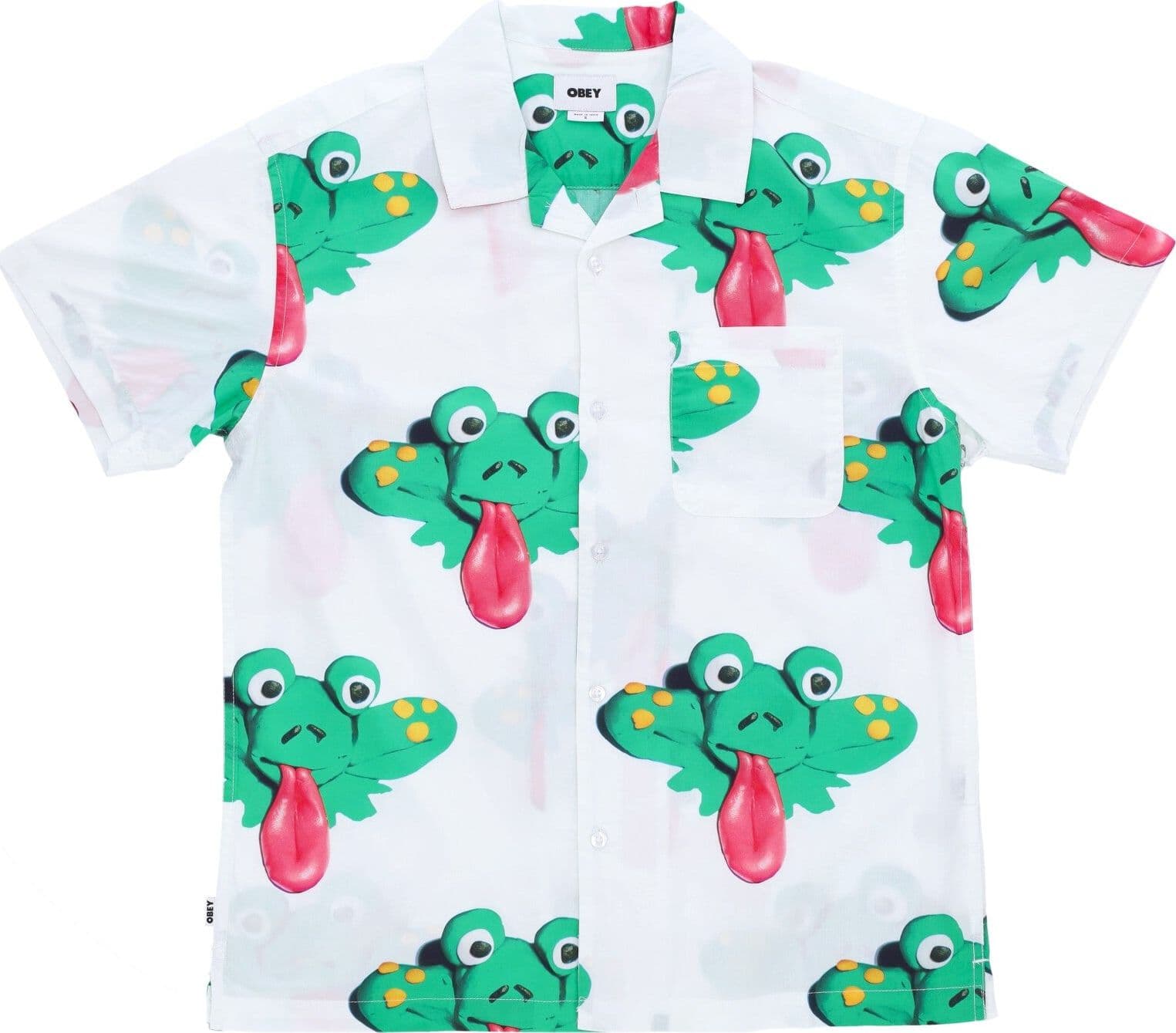 OBEY Camicia Manica Corta Uomo Frogman Woven S White Multi