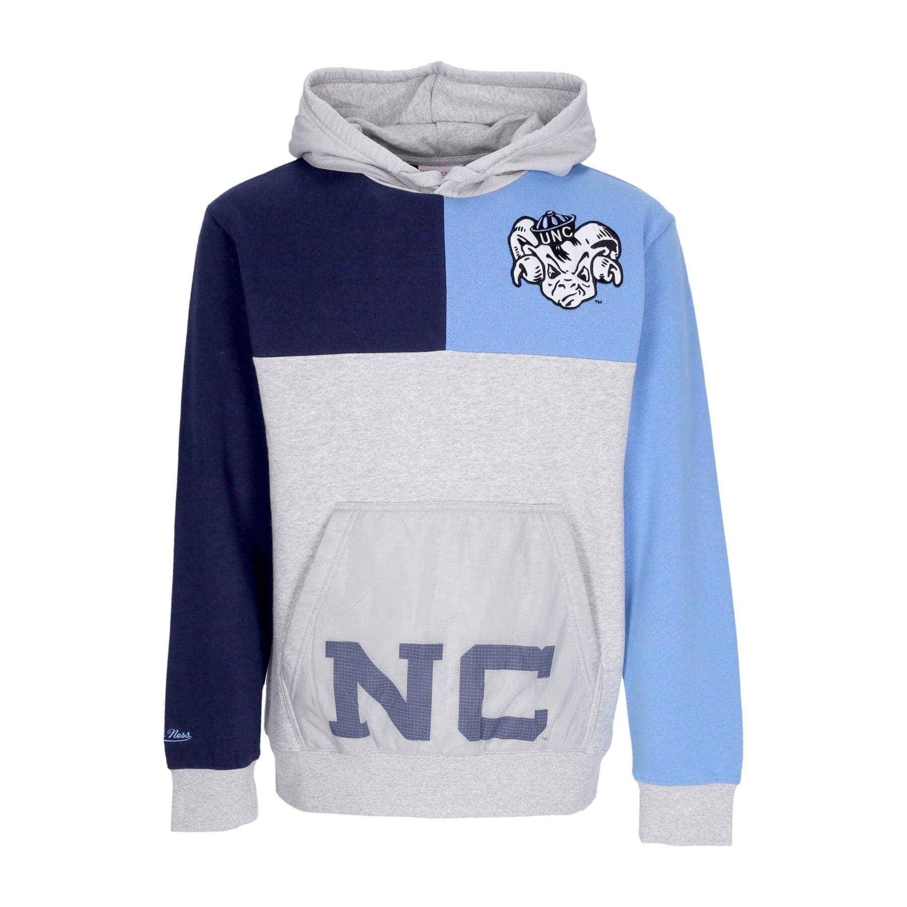 MITCHELL &amp; NESS Felpa Cappuccio Uomo Ncaa Tie Breaker Fleece Hoodie Unchee Grey Heather/navy - 3