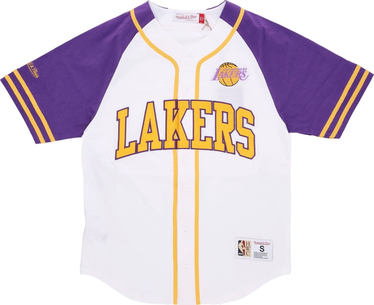 MITCHELL &amp; NESS Casacca Bottoni Uomo Nba Practice Day Button Front Jersey Hardwood Classics Loslak White - 4