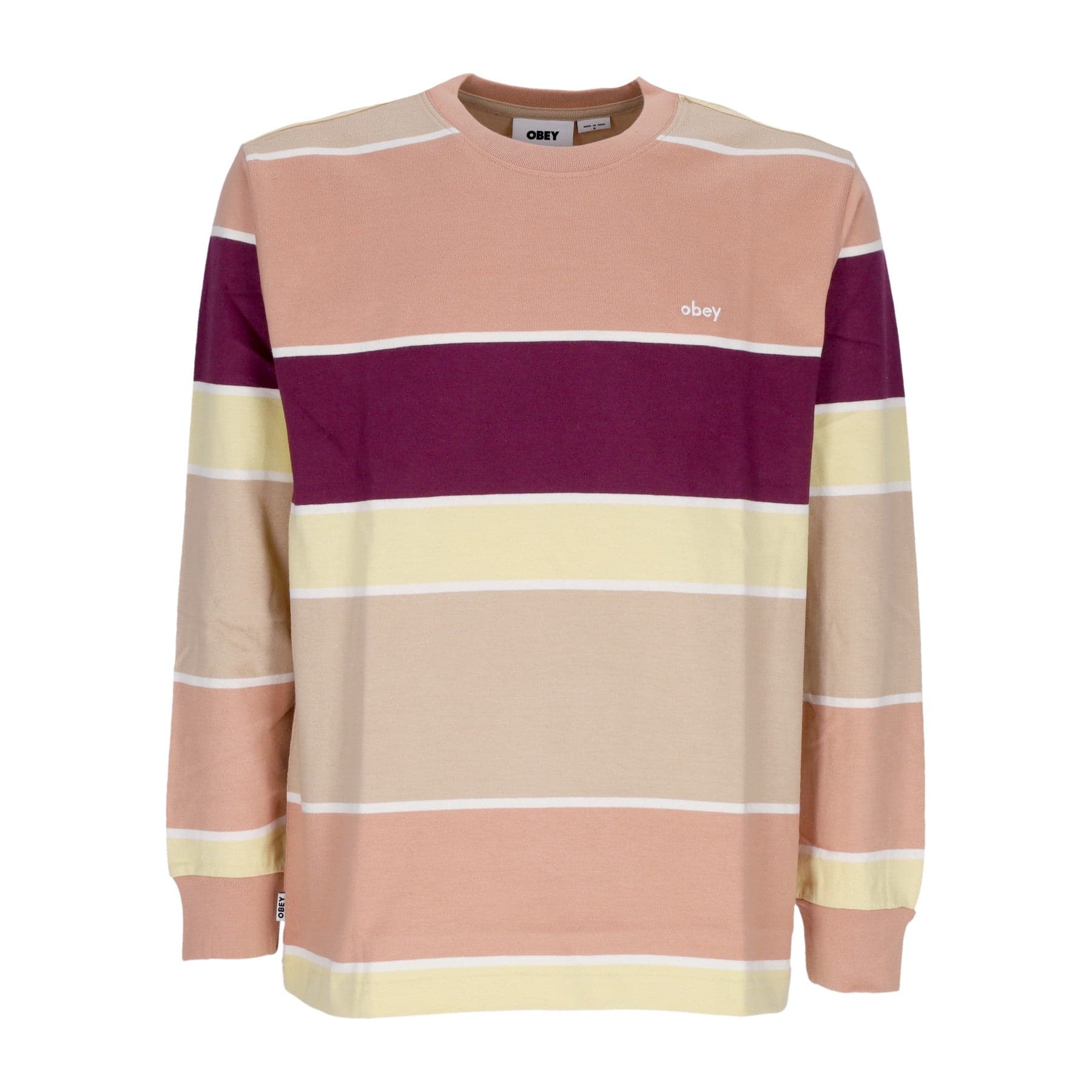 OBEY Maglietta Manica Lunga Uomo Nationale Stripe L/s Tee Italian Clay Multi - 4