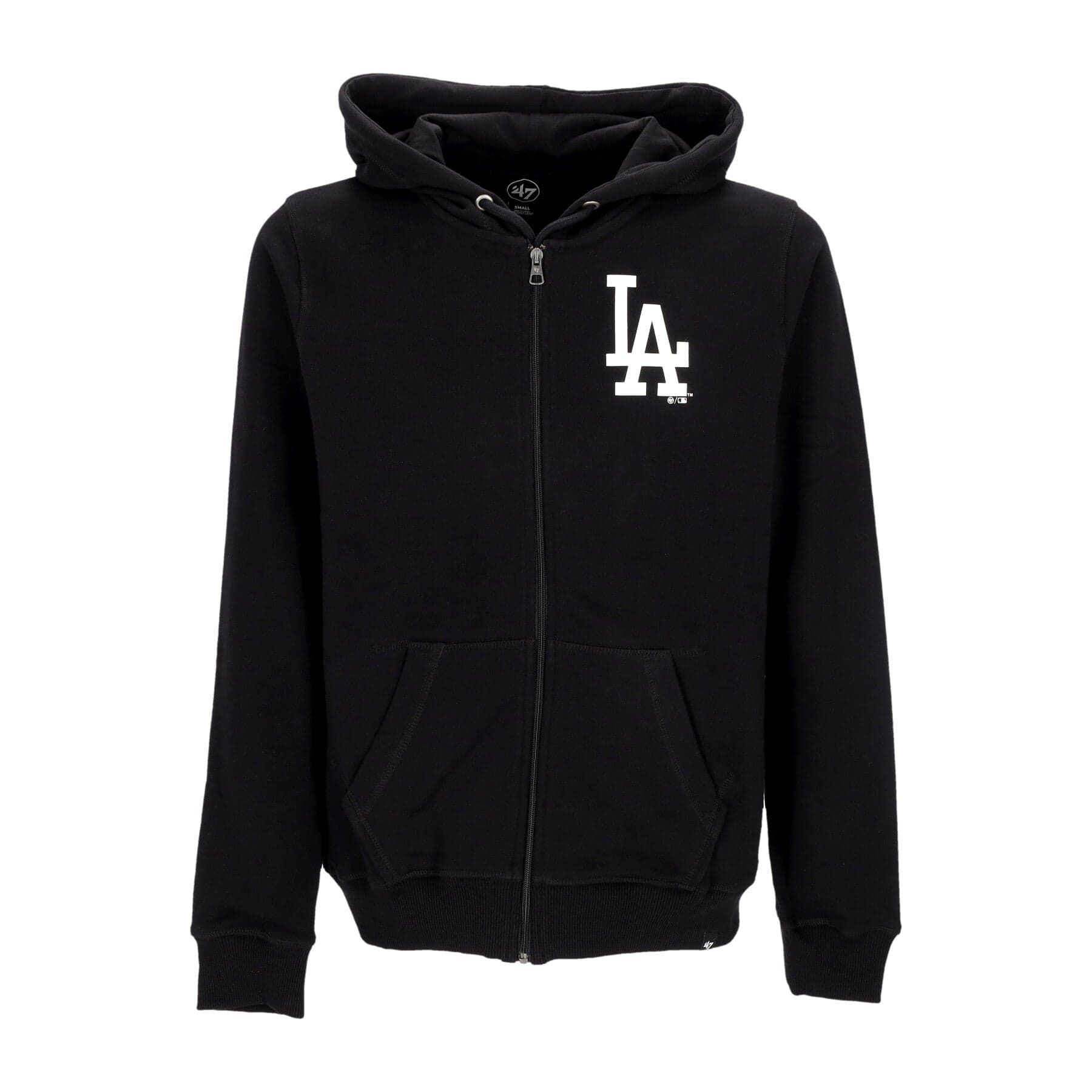 47 BRAND Felpa Leggera Cappuccio Zip Uomo Mlb Imprint Helix Zip Hoodie Losdod Jet Black - 3